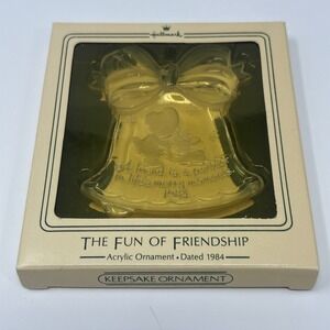 NIB Vintage Hallmark Fun Of Friendship Acrylic Bell Shaped Ornament 1984